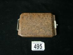 A VINTAGE ART DECO BAKELITE COMBINED CIGARETTE CASE; COMPACT AND ETUI; RECTANGULAR FORM; THE COVER