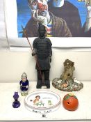 MIXED CERAMICS, TERACOTTA WARRIOR; 49CM, CARLTON WARE POT AND MORE