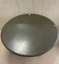 ANTIQUE PAINTED TILT TOP TABLE WITH CENTRE PIECE AND CASTORS 117 CM DIAMETER