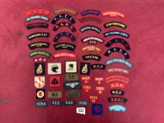 A QUANTITY OF MILITARY CLOTH BADGES AND SHOULDER TITLES INCLUDING; WOMENS ROYAL ARMY CORPS, ROYAL