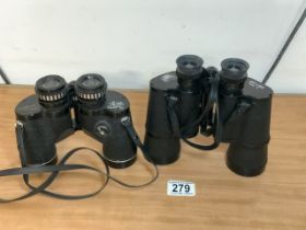 TWO PAIRS OF FIELD BINOCULARS; MARK SCHEFFEL (20X50) AND HILKINSON (8X40)