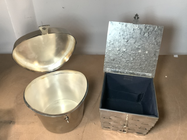 VINTAGE ICE BUCKET SHAPED AS A HAT BOX; 17 X 15CM WITH ANOTHER METAL BOX MARKED DORSET FIFTH - Image 2 of 2