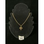 A VINTAGE 9 CARAT GOLD NECKLACE AND STONE SET PENDANT; CHAIN MARKED '9C', PENDANT MARKED '9CT', CURB