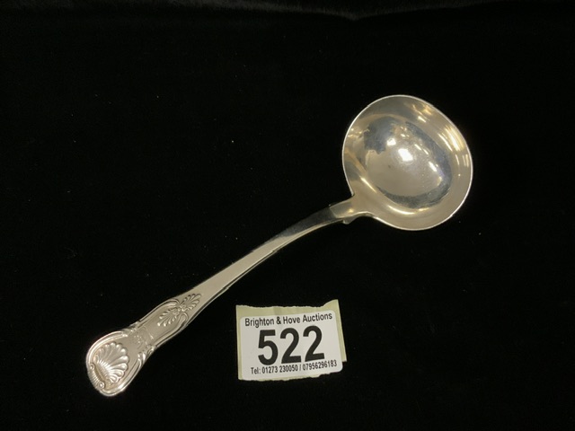 A SCOTTISH GEORGE IV STERLING SILVER KINGS PATTERN SAUCE LADLE BY ADAM ELDER; EDINBURGH 1829; SINGLE