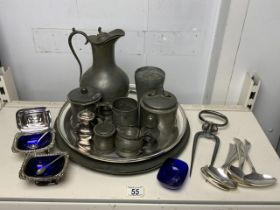 MIXED SILVER-PLATED AND PEWTER ITEMS INCLUDES KUT HING PEWTER SWATOW AND MORE