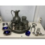 MIXED SILVER-PLATED AND PEWTER ITEMS INCLUDES KUT HING PEWTER SWATOW AND MORE