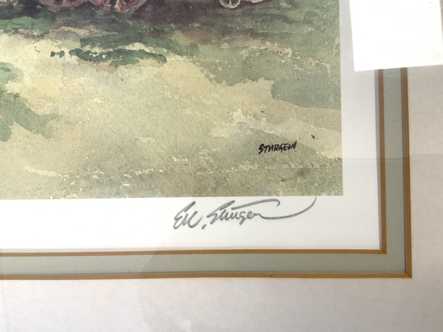 E.R. STURGEON SIGNED PRINT (COUNTRY SCENE) FRAMED AND GLAZED; 91 X 77CM - Image 3 of 5