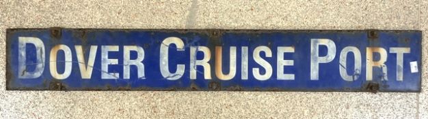 VINTAGE DOUBLE SIDED ADVERTISING SIGN 'DOVER CRUISE PORT'; 100 X 15CM