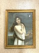 FRAMED AND GLAZED PRINT OF A YOUNG LADY 54 X 67CM