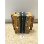 VINTAGE SQUEEZE BOX / ACCORDION; WALNUT CASED