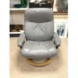 GREY LEATHER STRESSLESS ARMCHAIR