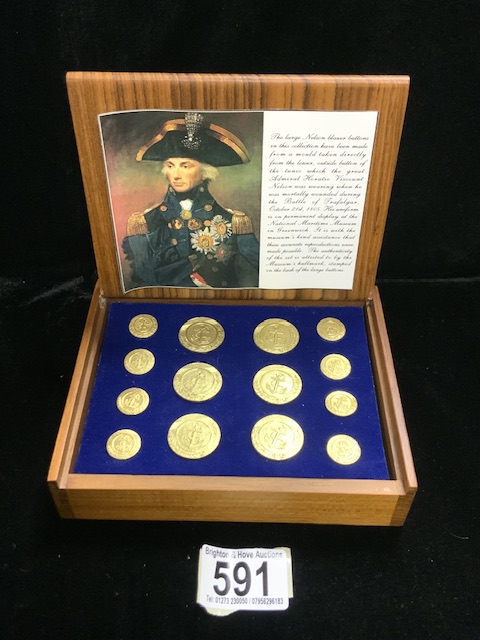 A BOXED SET OF REPRODUCTION LORD NELSON BLAZER BUTTONS