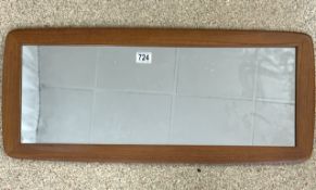 TEAK MID CENTURY RECTANGULAR WALL MIRROR 78 X 34CM