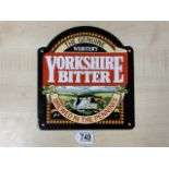 RETRO ENAMEL ADVERTISING SIGN YORKSHIRE BITTER 27 X 25CM