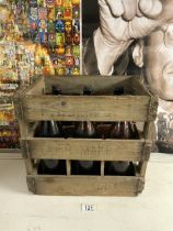 VINTAGE WOODEN CIDER ADVERTISING CRATE WITH BOTTLES