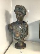 LARGE BRONZED CLASSICAL BUST 'DIANA' - 54CM