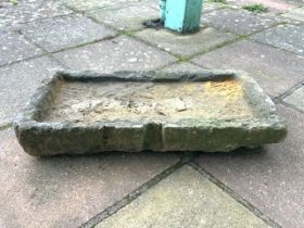 EARLY CARVED STONE WATER TROUGH 71 X 37 X 11CM