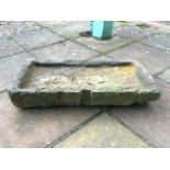 EARLY CARVED STONE WATER TROUGH 71 X 37 X 11CM