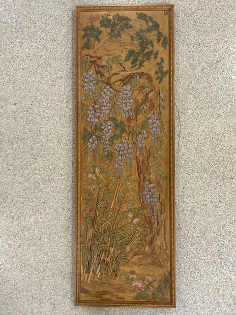 EIGHT EASTERN CARVED WOOODEN PANELS OF BAMBOO AND INSECTS 123 X 40CM - Image 7 of 9