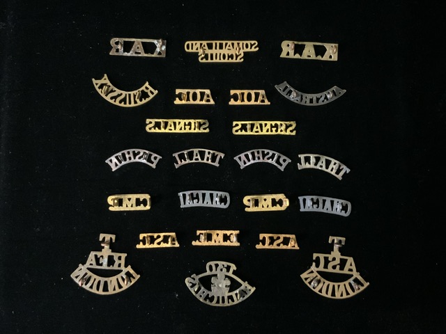 A QUANTITY OF METAL MILITARY CAP BADGES AND SHOULDER TITLES INCLUDING; R. SUSSEX, SOMALIALAND - Image 2 of 2