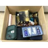 LARGE BOX OF PERFUMES AND BOTTLES AND BAGS INCLUDING CHRISTIAN DIOR