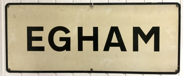 VINTAGE ROAD SIGN 'EGHAM' 99 X 41CM