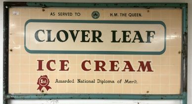 RETRO ADVERTISING SIGN 'CLOVER LEAF' ICE CREAM IN METAL FRAME 80 X 84CM