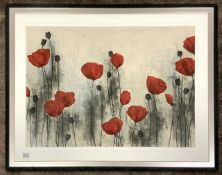 HENRIK SIMONSEN (1974) DANISH POPPY FIELD SIGNED AND TITLED AND NUMBERED 38/58 IN PENCIL,