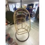 1970S WICKER AND METAL HANGING FRAME CHAIR 175 X 97CM