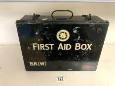 BRITISH RAIL METAL FIRST AID BOX WITH CONTENTS