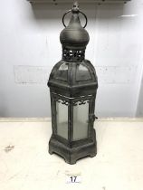 VINTAGE METAL OUTDOOR LANTERN; 41CM