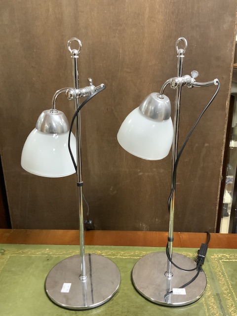 PAIR QUALITY CONRAN FOR HABITAT CHROME AND GLASS ADJUSTABLE TABLE LIGHTS - Image 2 of 2