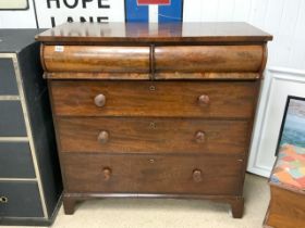 ANTIQUE MAHOGANY CHEST OF DRAWERS A/F 107 X 51CM