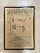 LARGE VINTAGE CHINESE WATERCOLOUR ON SILK SIGNED OF TWO YOUNG CHILDREN; FRAMED AND GLAZED; 100 X