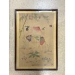 LARGE VINTAGE CHINESE WATERCOLOUR ON SILK SIGNED OF TWO YOUNG CHILDREN; FRAMED AND GLAZED; 100 X