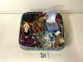 A QUANTITY OF COSTUME JEWELLERY; INCLUDING WATCHES, NECKLACES, BRACELETS AND EARRINGS