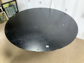 LARGE HEAVY ROUND TABLE BLACK ASH TWO PIECE 179CM DIAMETER