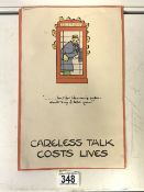 FOUGASSE, CYRIL KENNETH BIRD, CARELESS TALK COSTS LIVES POSTER, DEPICTING A GENTLEMAN IN A TELEPHONE
