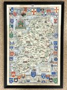 VINTAGE HISTORICAL MAP OF IRELAND FRAMED AND GLAZED BY JOHN BARTHOLOMEW AND SON 106 X 73CM