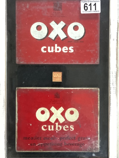 FRAMED AND GLAZED ADVERTISING OXO TINS AND CUBE; 44.5 X 31CM - Image 2 of 3