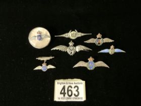 A COLLECTION OF VINTAGE SILVER, METAL AND ENAMEL RAF SWEETHEART BROOCHES; COLOURED ENAMEL; SOME