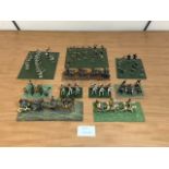 QUANTITY OF MINIATURE MILITARY FIGURES MOUNTED AS BATTLE SCENES