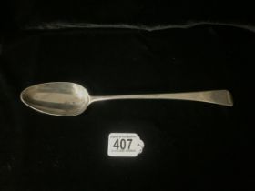A GEORGE III STERLING SILVER OLD ENGLISH PATTERN BASTING SPOON BY RICHARD CROSSLEY; LONDON 1797;