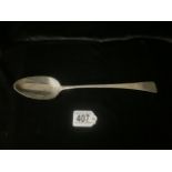 A GEORGE III STERLING SILVER OLD ENGLISH PATTERN BASTING SPOON BY RICHARD CROSSLEY; LONDON 1797;