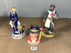 ROYAL DOULTON RICHARD THE LIONHEART (HN3675) ELEANOR OF AQUITAINE (HN3957) A/F AND EMPTY JIM BEAM (