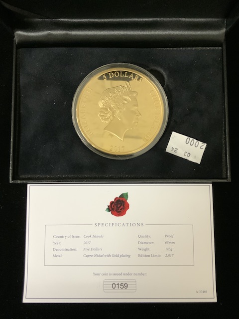 A BOXED COMMEMORATIVE PRINCESS DIANA 20TH ANNIVERSARY GOLD PLATED PHOTOGRAPHIC COIN; ISSUED BY THE - Image 2 of 2