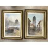 E. W. NEVIL, PAIR OF WATERCOLOURS, 'FRANKFORT' AND 'HUY ON THE MEUSE', SIGNED AND TITLED, 75 X 48CM