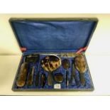 VINTAGE SIMULATED TORTOISESHELL 12-PIECE DRESSING TABLE SET (MIRROR A/F)