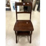 VINTAGE WOODEN LIBRARY CHAIR/STEPS