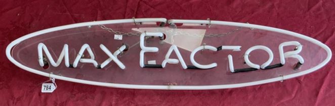 VINTAGE OVAL SHAPED MAX FACTOR ADVERTISING SIGN (NEON) NOT WORKING